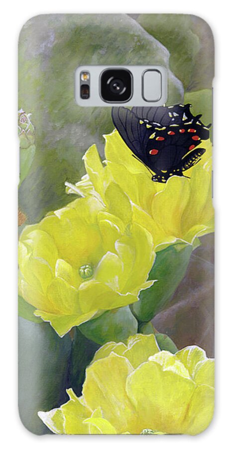 Cactus Galaxy Case featuring the painting Prickly Pear Flower by Adam Johnson
