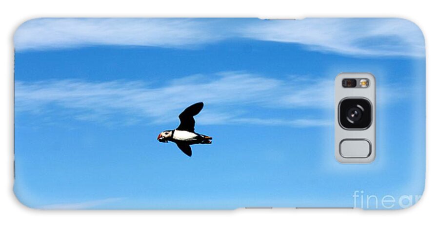 Puffin Galaxy Case featuring the photograph Puffin in Flight by David Grant