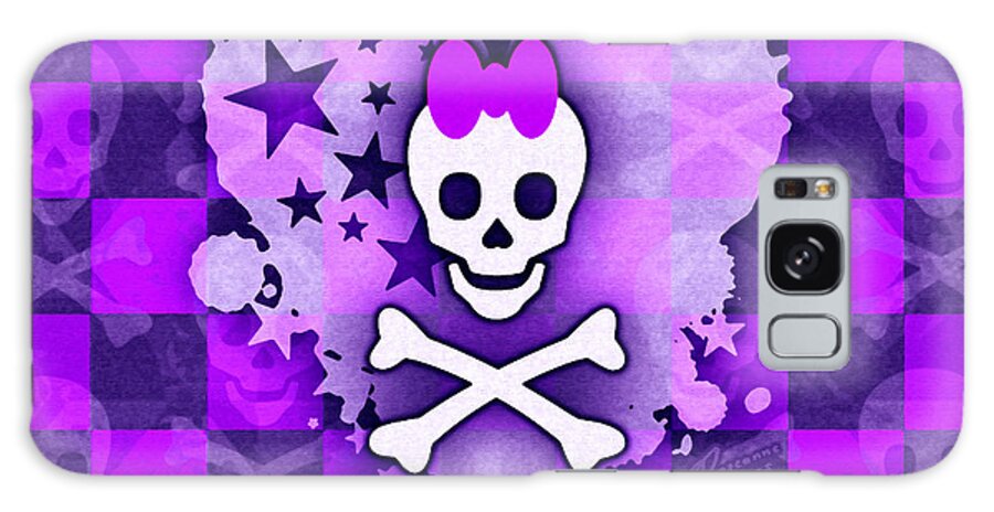 Purple Galaxy Case featuring the digital art Purple Princess Skull Heart by Roseanne Jones