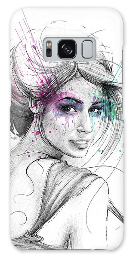 Butterflies Galaxy Case featuring the drawing Queen of Butterflies by Olga Shvartsur