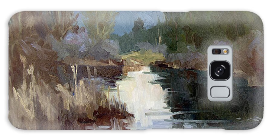 Quiet Reflections Galaxy Case featuring the painting Quiet Reflections at Harry's Pond by Diane McClary