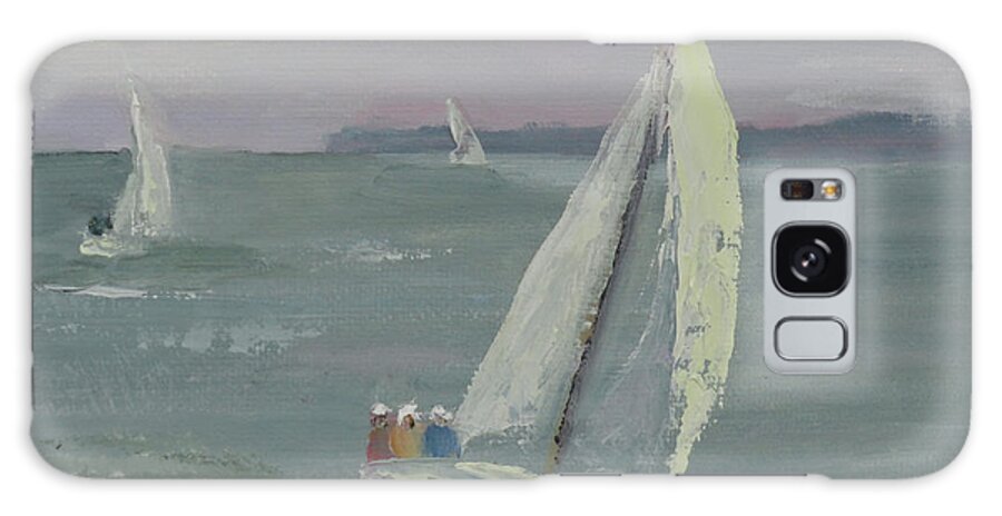 Racing Sailboats Galaxy Case featuring the painting Racing Sails by Judy Fischer Walton