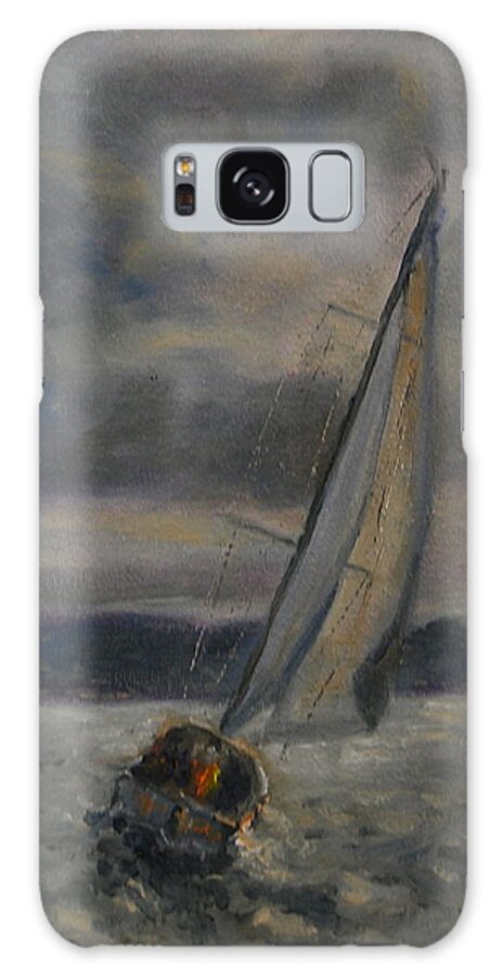 Sailing Galaxy Case featuring the painting Racing the Storm by Will Germino