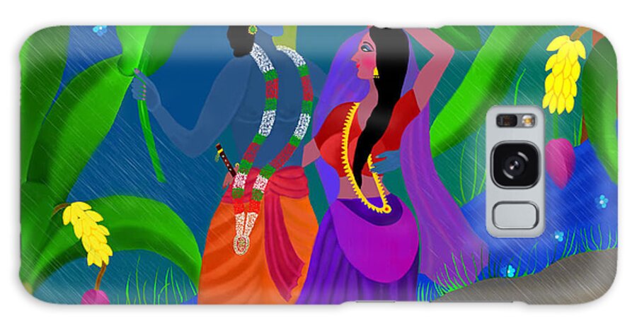 Radha Krsna Painting Galaxy Case featuring the digital art Radha Likes Rain by Latha Gokuldas Panicker