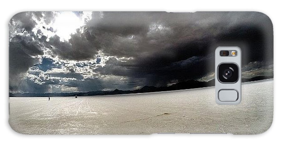 Elements Galaxy Case featuring the photograph Rain On The Bonneville Salt Flats by Michael Gilan