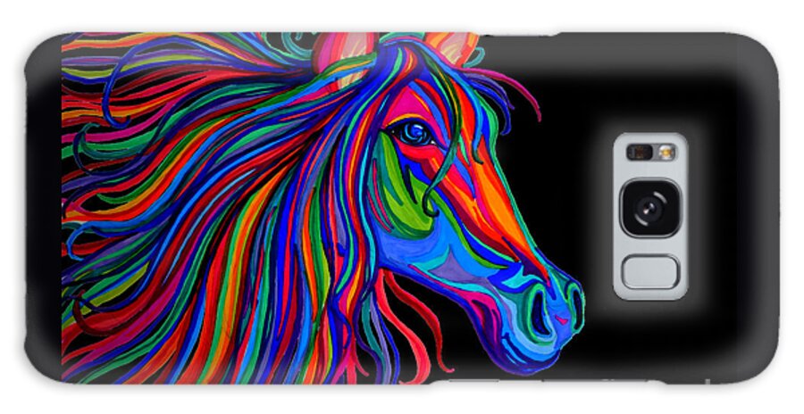 Horse Galaxy S8 Case featuring the drawing Rainbow Horse Head by Nick Gustafson