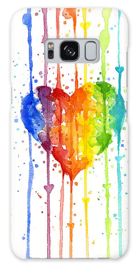 Heart Galaxy Case featuring the painting Rainbow Watercolor Heart by Olga Shvartsur