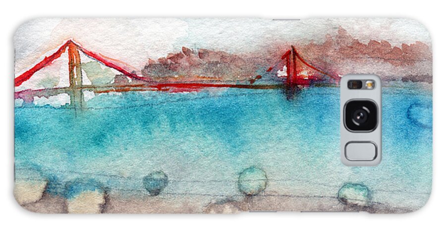 San Francisco Galaxy Case featuring the painting Rainy Day In San Francisco by Linda Woods