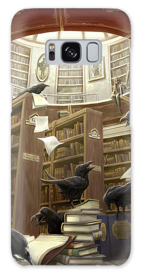 Ravens Galaxy Case featuring the digital art Ravens in the Library by Rob Carlos