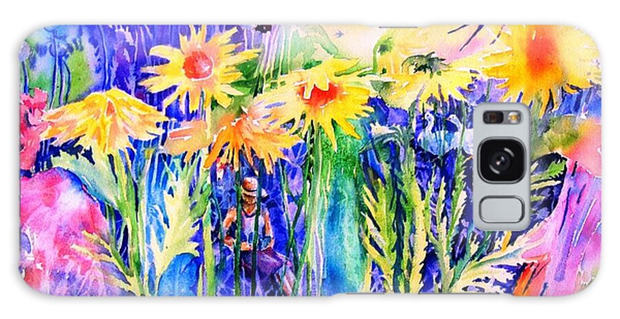 Summer Galaxy Case featuring the painting Reading in a Summer Garden by Trudi Doyle
