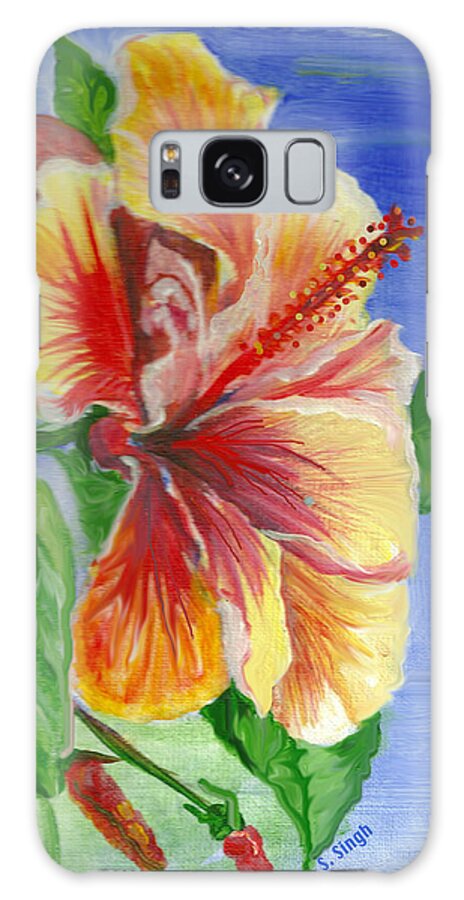 Hibiscus Galaxy Case featuring the painting Ready for the Red Carpet by Sarabjit Singh