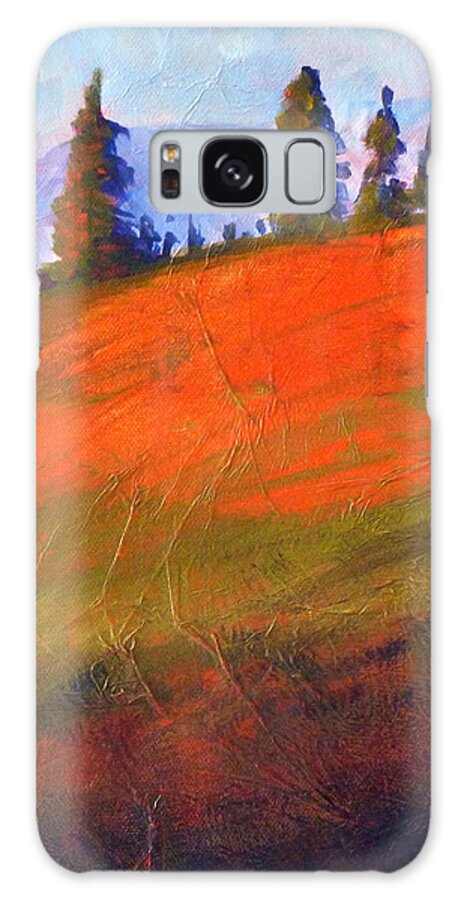 Red Abstract Landscape Galaxy Case featuring the painting Red Alpine by Nancy Merkle