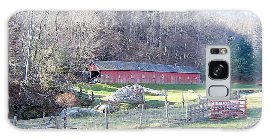 Barn Galaxy Case featuring the photograph Red Barn in the Mountains by Bill TALICH