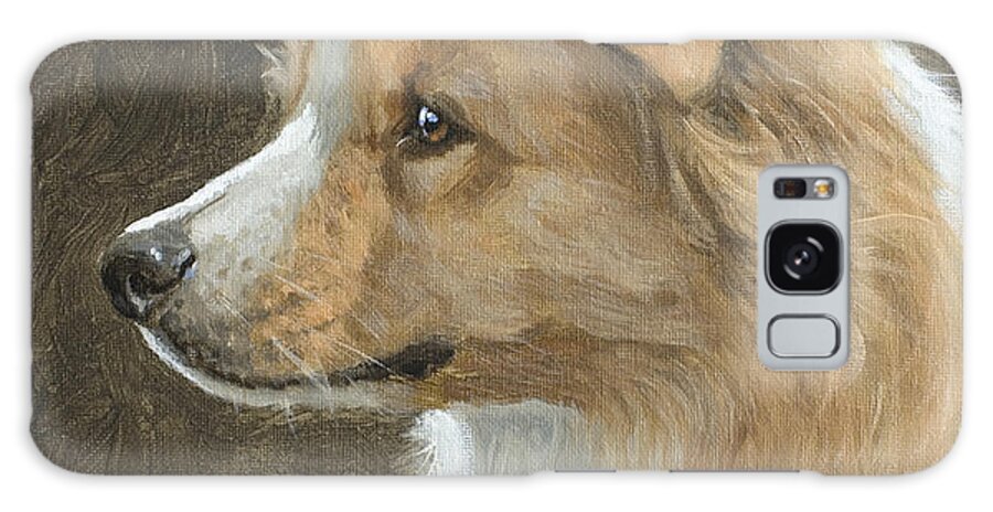 Border Collie Galaxy Case featuring the painting Red Border Collie Portrait by John Silver