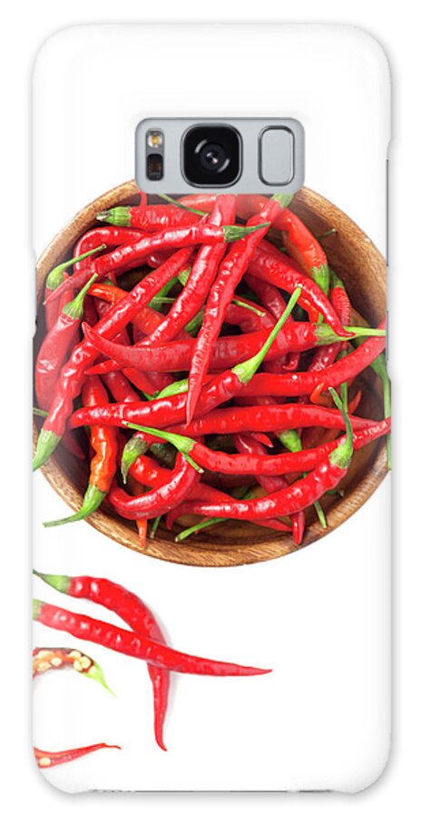 White Background Galaxy Case featuring the photograph Red Chili Peppers by Barcin