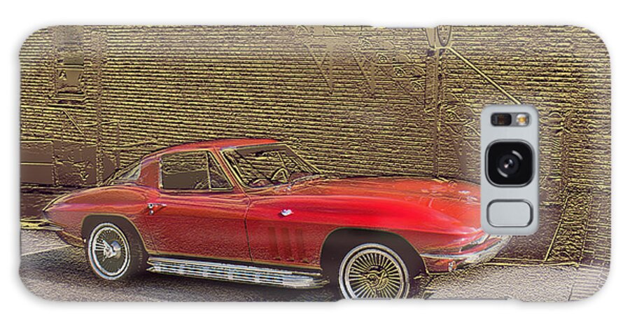 Cars Galaxy Case featuring the mixed media Red Corvette by Steve Karol