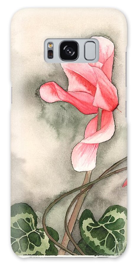 Cyclamen Galaxy Case featuring the painting Red Cyclamen by Hilda Wagner