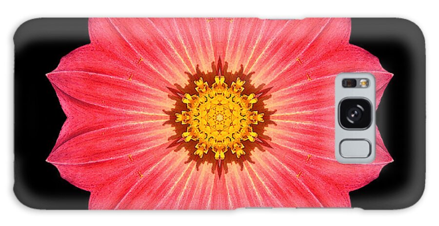 Flower Galaxy Case featuring the photograph Red Dahlia Hybrid I Flower Mandala by David J Bookbinder