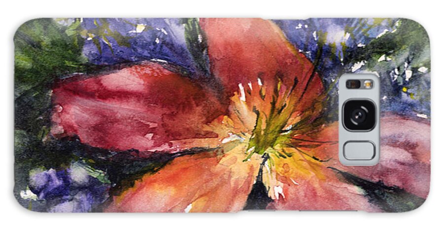 Flower Galaxy Case featuring the painting Red Daylily by Judith Levins