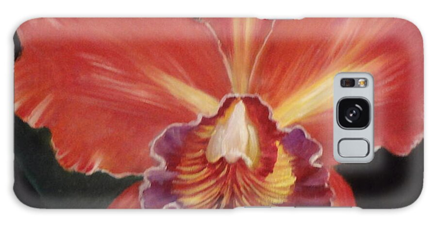 Red Hawaiian Orchid Galaxy Case featuring the painting Red Hawaiian Orchid by Jenny Lee