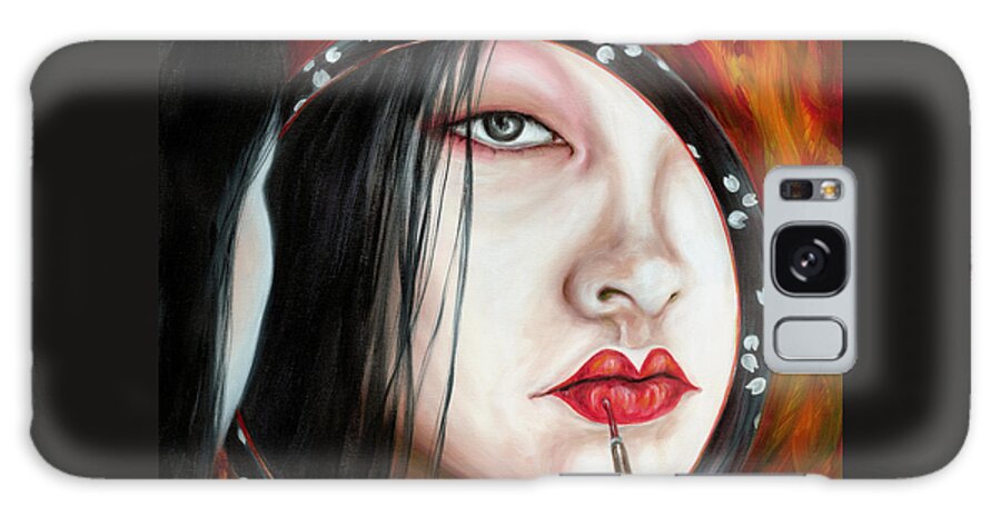 Japanese Woman Galaxy Case featuring the painting Red by Hiroko Sakai