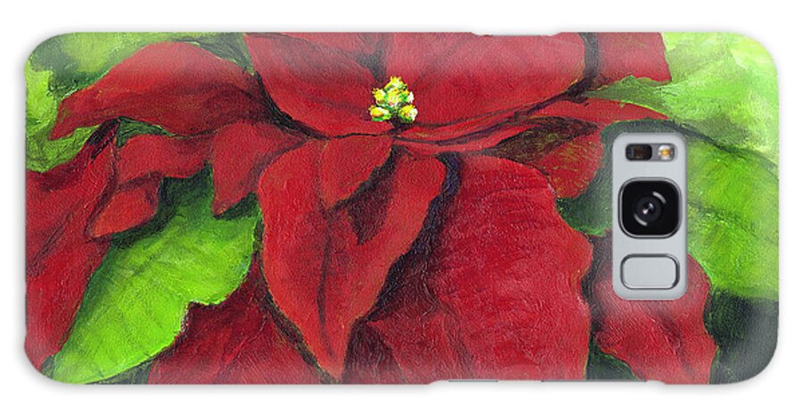 Christmas Flower Galaxy Case featuring the painting Red Poinsettia by Donna Tucker