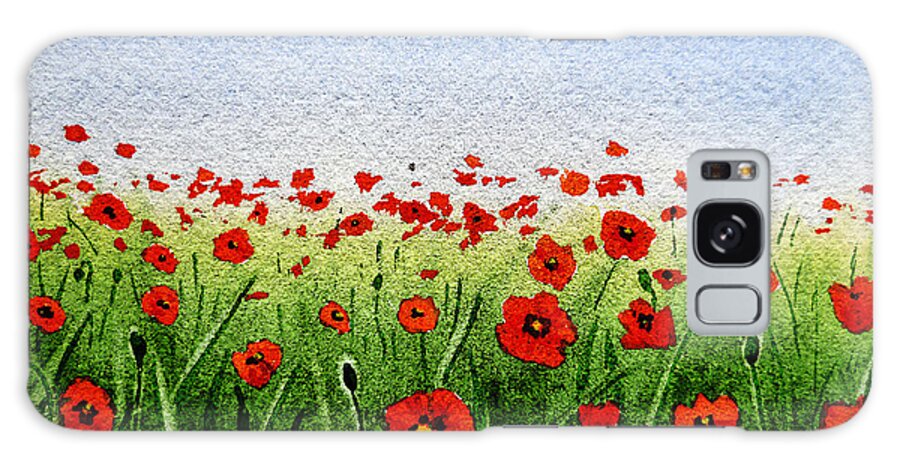 Poppies Galaxy Case featuring the painting Red Poppies Green Field And A Blue Blue Sky by Irina Sztukowski