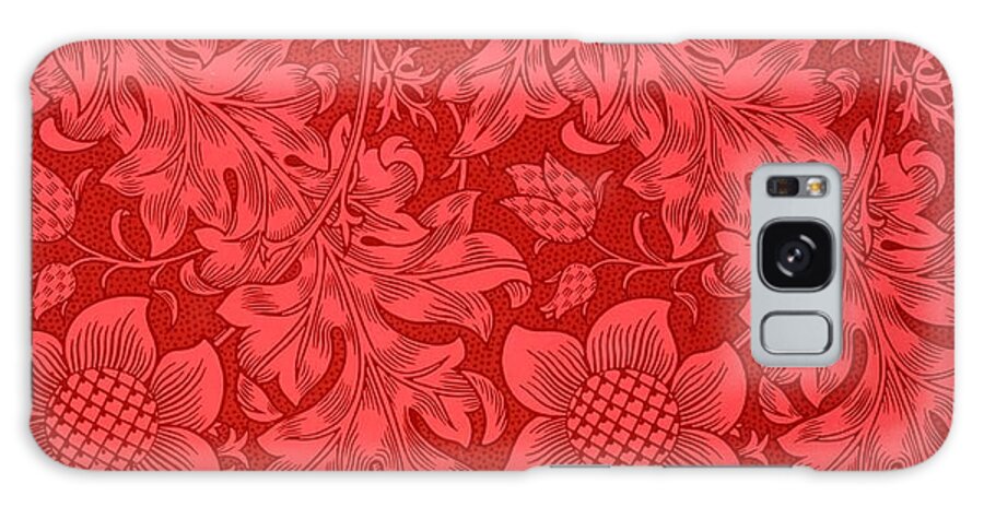 Red Sunflower Galaxy Case featuring the drawing Red Sunflower Wallpaper Design, 1879 by William Morris