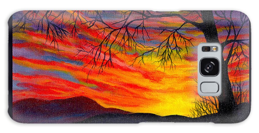 Red Sky Galaxy S8 Case featuring the painting Red Sunset by Nancy Cupp