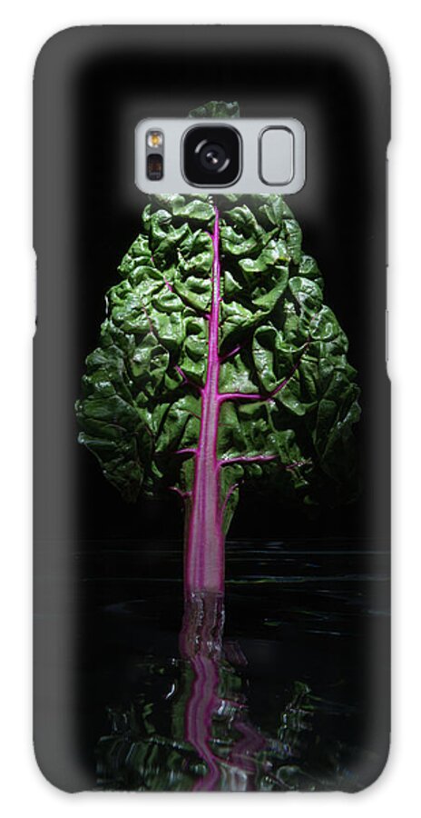 Black Background Galaxy Case featuring the photograph Red Swiss Chard Leaf by Pm Images