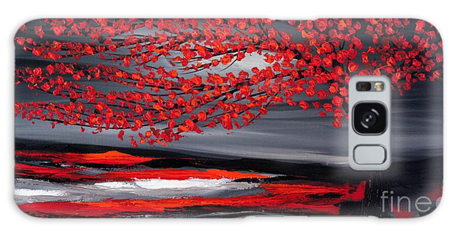 Contemporary Paintings Galaxy Case featuring the painting Red Tree by Preethi Mathialagan