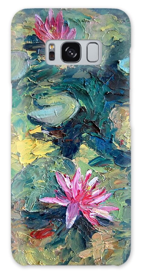Red Waterlily Galaxy Case featuring the painting Red Waterlily by Jieming Wang