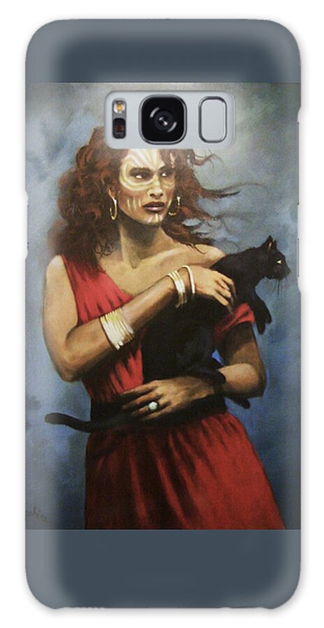 Black Cats Galaxy Case featuring the painting Red Witch by Tom Shropshire