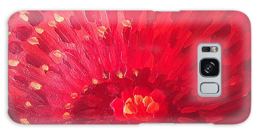 Abstract Galaxy Case featuring the painting Red Zinnia by Holly Carmichael