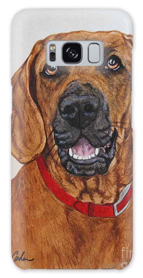 Redbone Coonhound Galaxy Case featuring the painting Redbone Coonhound by Megan Cohen