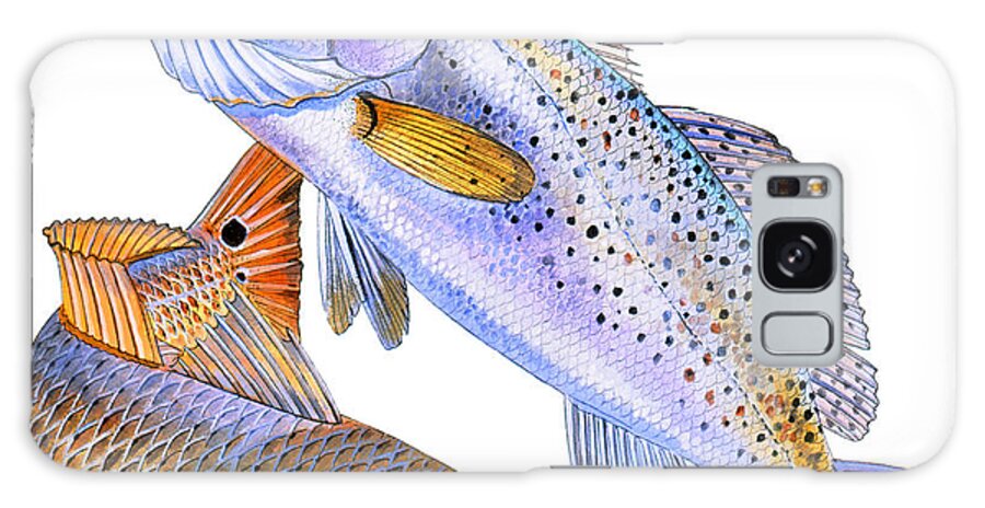 Trout Galaxy Case featuring the painting Redfish Trout by Carey Chen