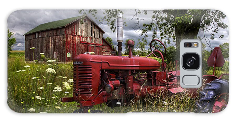 Tractor Galaxy Case featuring the photograph Reds in the Pasture by Debra and Dave Vanderlaan