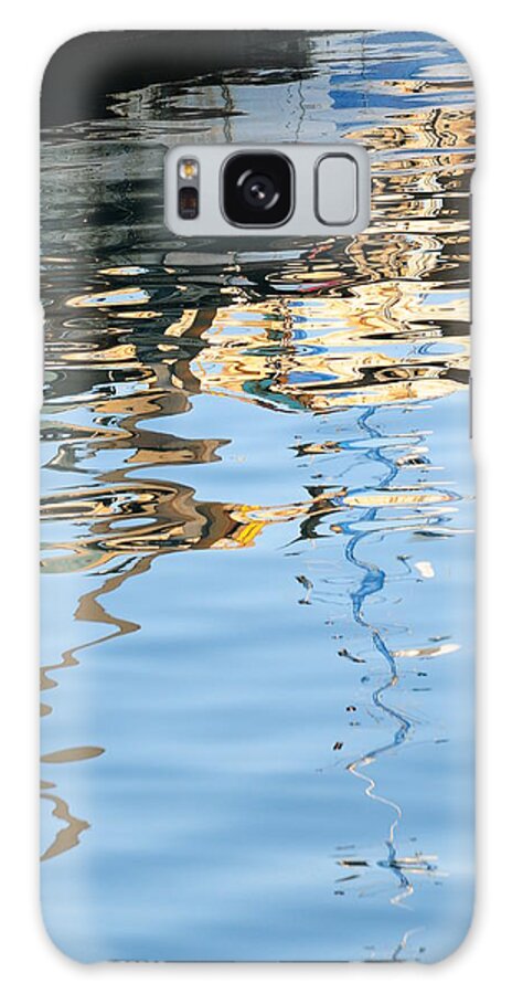Water Italy Reflections Boats White Blue Galaxy Case featuring the photograph Reflections - white by Susie Rieple