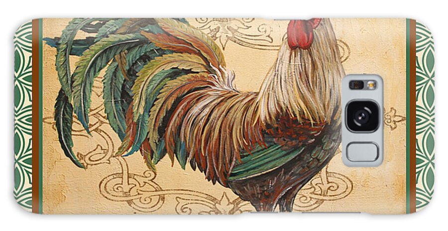 Acrylic Painting Galaxy Case featuring the painting Renaissance Rooster-D-GREEN by Jean Plout