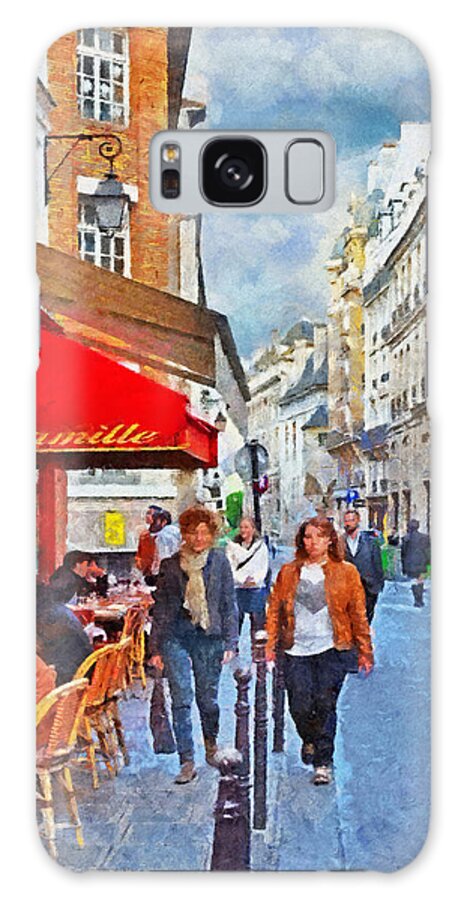 Restaurant Galaxy S8 Case featuring the digital art Restaurant Camille in the Marais District of Paris by Digital Photographic Arts