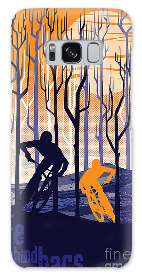 Mountain Bike Poster Galaxy Case featuring the painting Retro Mountain Bike Poster Life Behind Bars by Sassan Filsoof