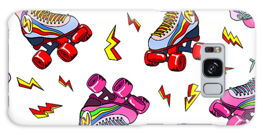 1980-1989 Galaxy Case featuring the digital art Retro Roller Derby Skates With The by Innapoka