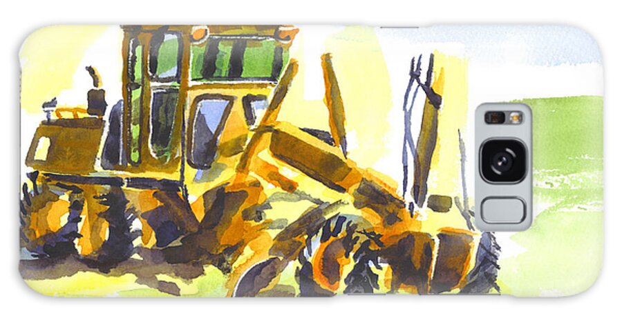 Road Grader Tractor In Watercolor Galaxy Case featuring the painting Road Grader Tractor in Watercolor by Kip DeVore
