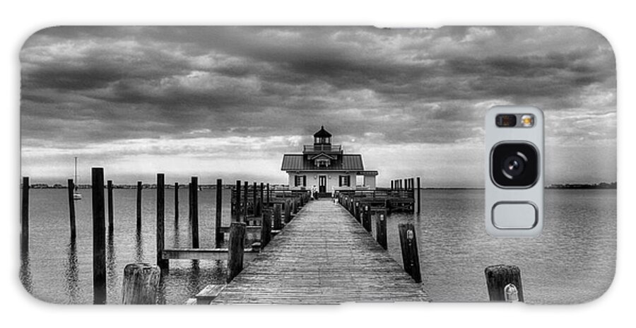 North Carolina Galaxy Case featuring the photograph Roanoke Marshes Light 2 BW by Mel Steinhauer