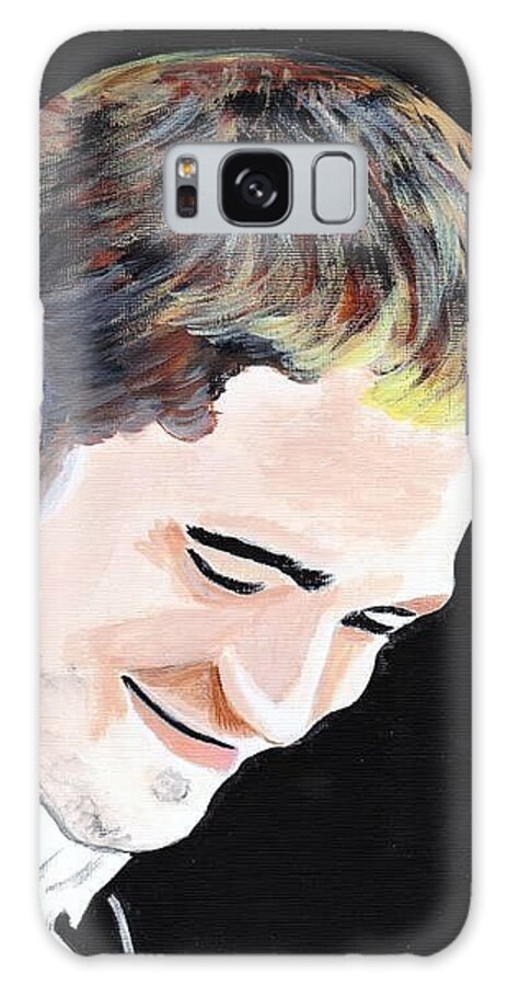 Robert Pattinson Famous Faces People Movies Filmstar Actor Paintings Acrylic Galaxy S8 Case featuring the painting Robert Pattinson 121 by Audrey Pollitt