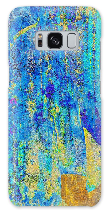 Abstract Galaxy S8 Case featuring the digital art Rock Art Blue and Gold by Stephanie Grant
