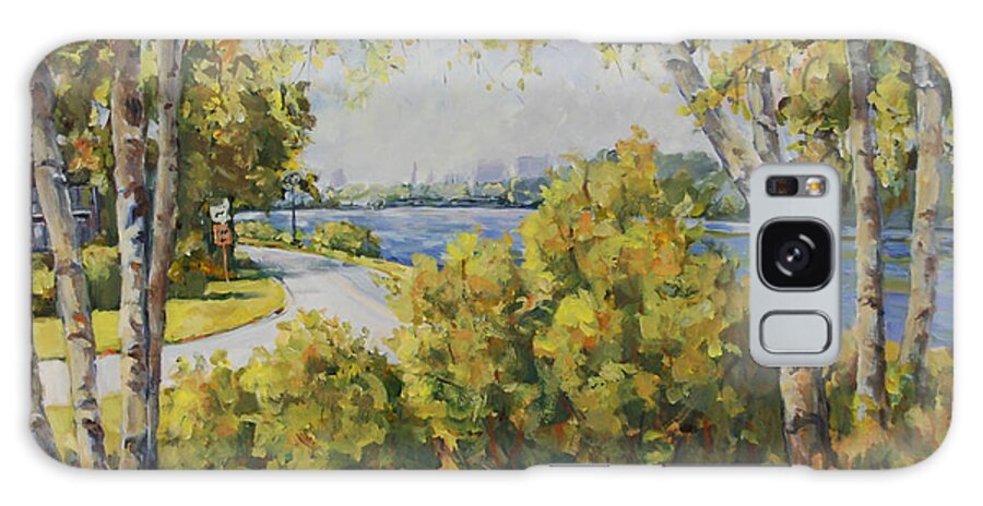 Rockford Il Galaxy Case featuring the painting Rock River Bike Path by Ingrid Dohm