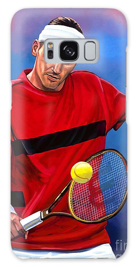 Roger Federer Galaxy Case featuring the painting Roger Federer The Swiss Maestro by Paul Meijering