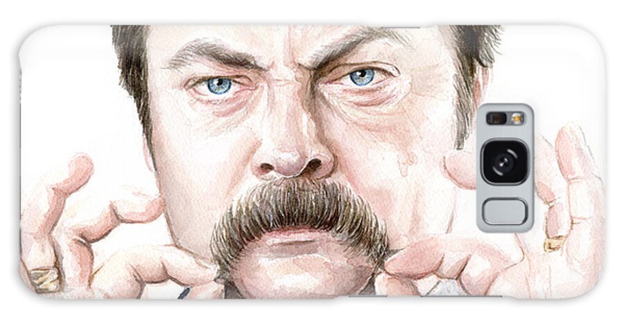 Ron Galaxy Case featuring the painting Ron Swanson Mustache Portrait by Olga Shvartsur