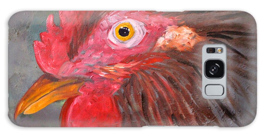 Rooster Galaxy Case featuring the painting Rooster by Nancy Merkle